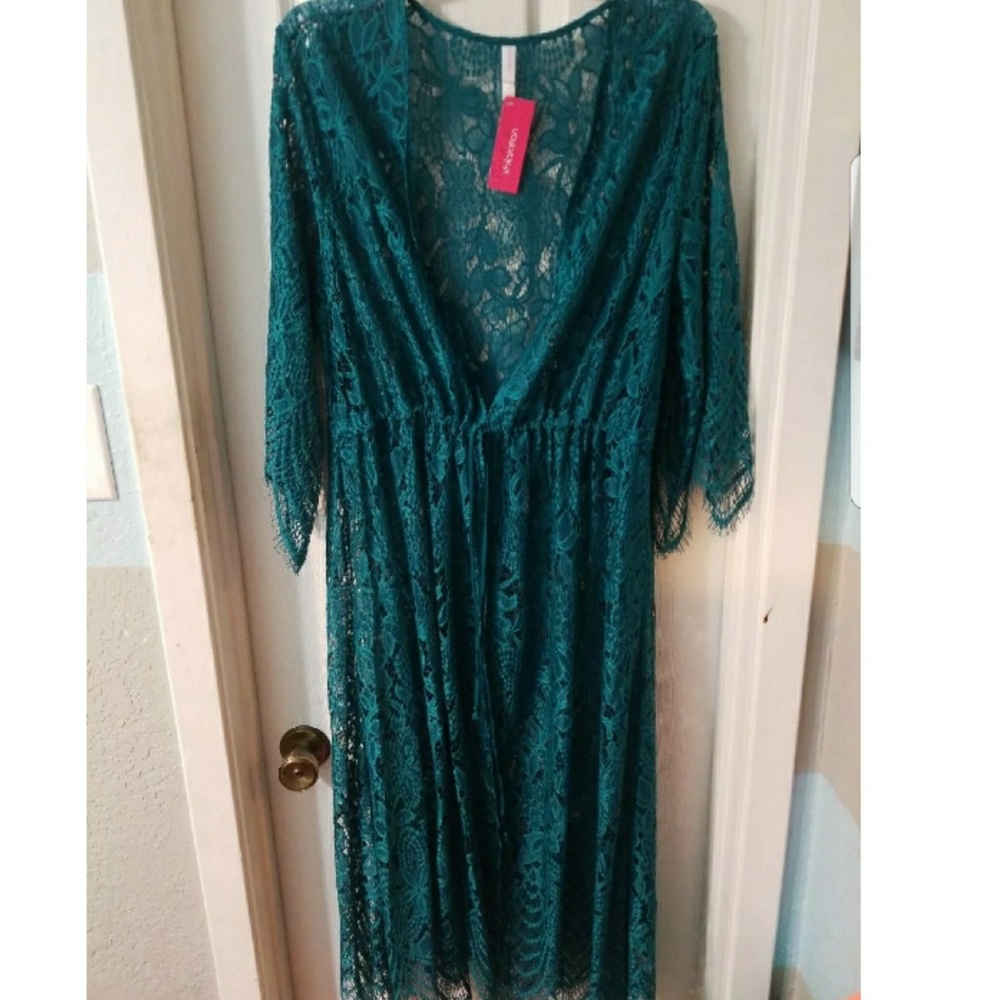 Women's Lace Tie Front Layering Top/Duster/kimono